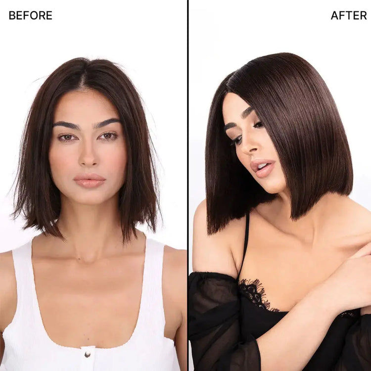 Inspired by new textile technology, ColorWow Dream Coat Anti-Humidity Treatment covers each hair strand with an invisible waterproofing cloak. A must for anyone looking to fight frizzy hair. Creates a shiny, glass-like finish on the hair. Forms a lightweight, waterproof coat on the hair. Speeds up blow-drying time. Buy today from The DO Salon - your hair health and wellbeing experts. Before and after