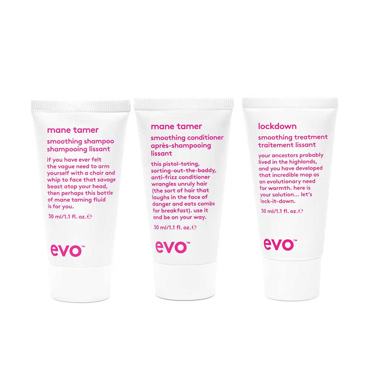 Gift smooth, frizz-free hair this Christmas with EVO Bon Bon - Smooth. Includes Mane Tamer Shampoo, Conditioner, and Lockdown Treatment. Perfect for sleek hair. Available at The DO Salon in St Kilda, Melbourne. Shop now! products