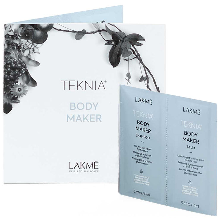 Teknia Body Maker sachet – volumising care for fine, limp hair. Strengthens and adds fullness in a convenient travel size from The DO Salon.