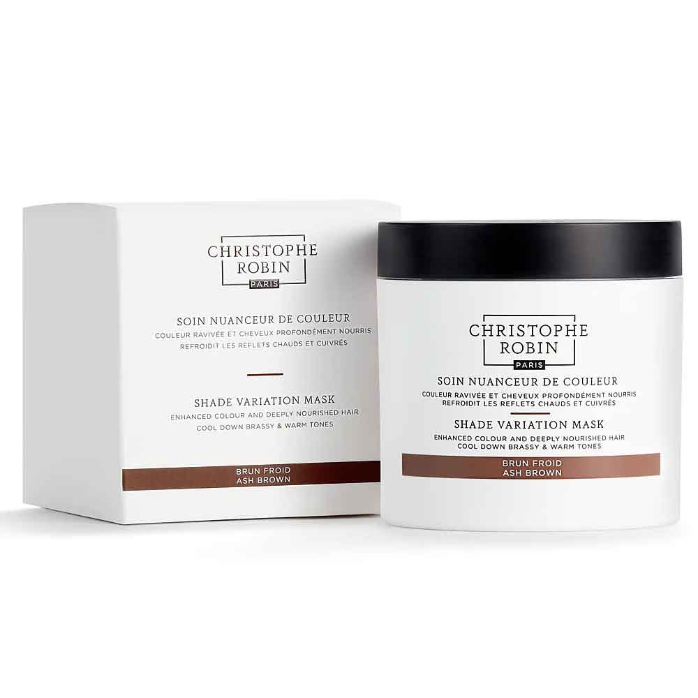 Achieve instant colour correction for unwanted red tones on dark hair with Christophe Robin's Shade Variation Mask in ash brown, available at The DO Salon. Enriched with liquorice extract, it restores an intense, cool brunette shade for a salon-quality look. Colour transformation experts in St Kilda, Melbourne. 3