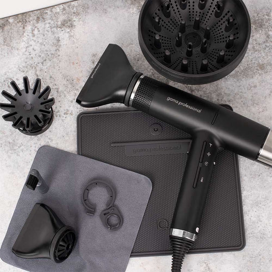 Experience the award-winning GA.MA IQ2 Perfetto Hair Dryer Black at The DO Salon. Lightest in its class, with a 120,000 RPM motor, Turbo Boost, and advanced features. Perfect for salon-quality hair styling at home. Winner of the Cosmoprof Award 2022. Buy now! contents