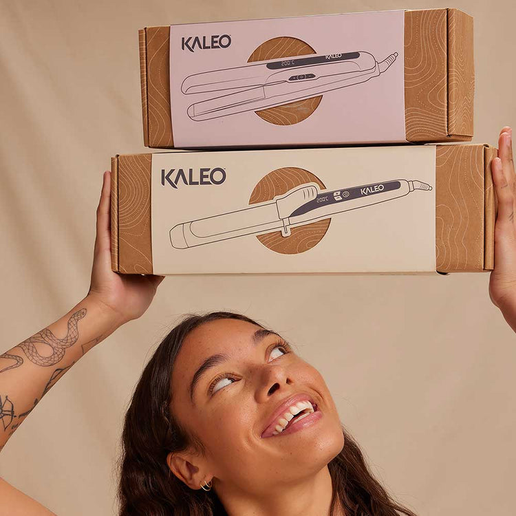 Elevate styling with Kaleo Curling Tong: bouncy curls, sleek waves, ceramic barrel, digital display, variable temperature. Versatile design caters to all hair types. Eco-friendly for healthier hair & planet. Discover Australia's best curling tong at The DO Salon, St Kilda, Melbourne. Buy today!  Boxes