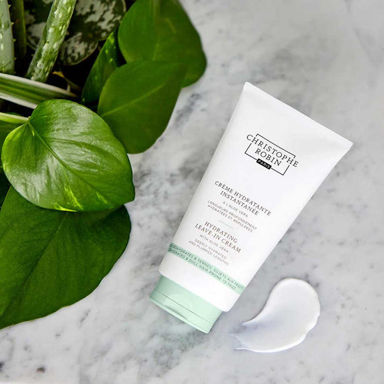 Keep your hair hydrated and frizz-free with Christophe Robin Hydrating Leave-In Cream, travel size. Perfect for dull, dry hair, with Aloe Vera and Flaxseed Oil for hydration and shine. Available at The DO Salon in St Kilda, Melbourne or online Australia wide texture