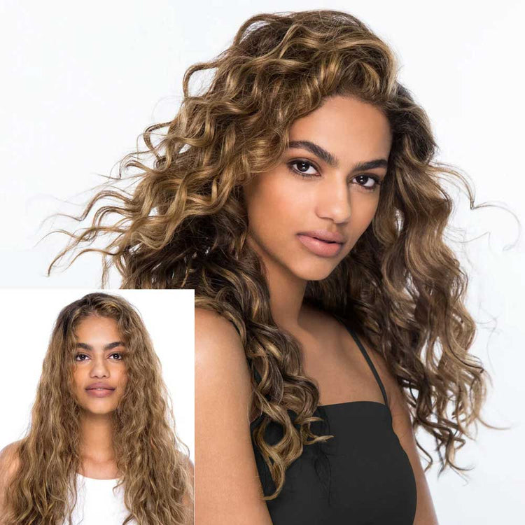 Color Wow Dream Coat for Curly Hair 75ml—travel-size frizz control for defined, bouncy curls. Lightweight, humidity-proof formula for soft, natural curls. Shop now at The DO Salon, St Kilda. - before and after