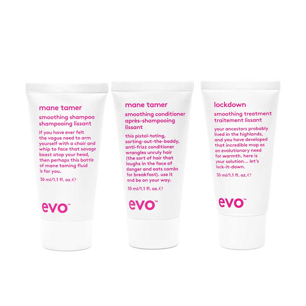 Gift smooth, frizz-free hair this Christmas with EVO Bon Bon - Smooth. Includes Mane Tamer Shampoo, Conditioner, and Lockdown Treatment. Perfect for sleek hair. Available at The DO Salon in St Kilda, Melbourne. Shop now! products
