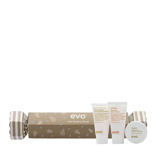 Gift hair and face essentials this Christmas with EVO Bon Bon - Style. Includes Normal Persons Shampoo, Winners Face Balm, and Cassius Styling Clay. Available at The DO Salon in St Kilda, Melbourne. Shop now!