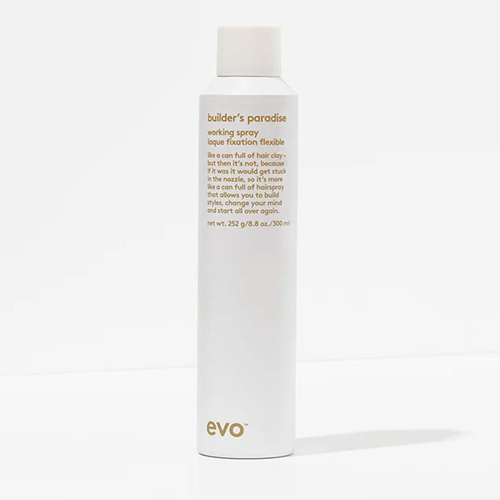 Discover Evo Builder's Paradise Working Spray – the ultimate styling solution for lightweight, fast-drying, and stronghold. Rinses out with water, brushes out without residue, and reactivates with heat. Elevate your styling game with Evo's versatile working spray. Buy today from The DO Salon St Kilda