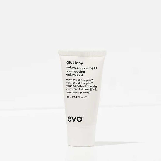 Boost fine hair with EVO Volume Introduction Bag. Includes Gluttony Shampoo, Bride of Gluttony Conditioner, Shape Vixen Lotion, and Root Canal Spray in travel sizes. Perfect for adding volume and body. Available at The DO Salon in St Kilda, Melbourne. Shop now! Evo Gluttony