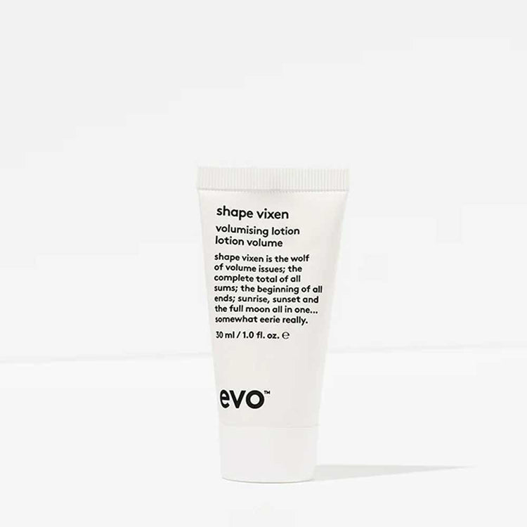 Boost fine hair with EVO Volume Introduction Bag. Includes Gluttony Shampoo, Bride of Gluttony Conditioner, Shape Vixen Lotion, and Root Canal Spray in travel sizes. Perfect for adding volume and body. Available at The DO Salon in St Kilda, Melbourne. Shop now! EVO Shape Vixen