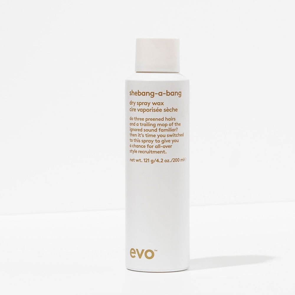 Experience natural allure with Evo Shebang-a-Bang Dry Spray Wax. Offers low-hold, reworkable styling for tousled, touchable perfection. Provides texture, separation, and a flexible, satin finish. Elevate your styling game with this versatile, easy-to-use spray wax. Shop now for effortlessly chic hair! 3