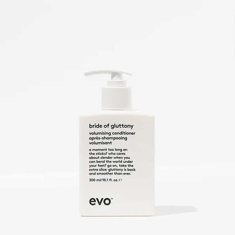 Boost fine, limp hair with the EVO Unchartered Territory Box Set. Includes Gluttony Shampoo, Bride of Gluttony Conditioner, and FREE Root Canal Volumising Spray. Perfect for colour-treated hair. Available at The DO Salon in St Kilda, Melbourne. Shop now! bride of gluttony conditioner