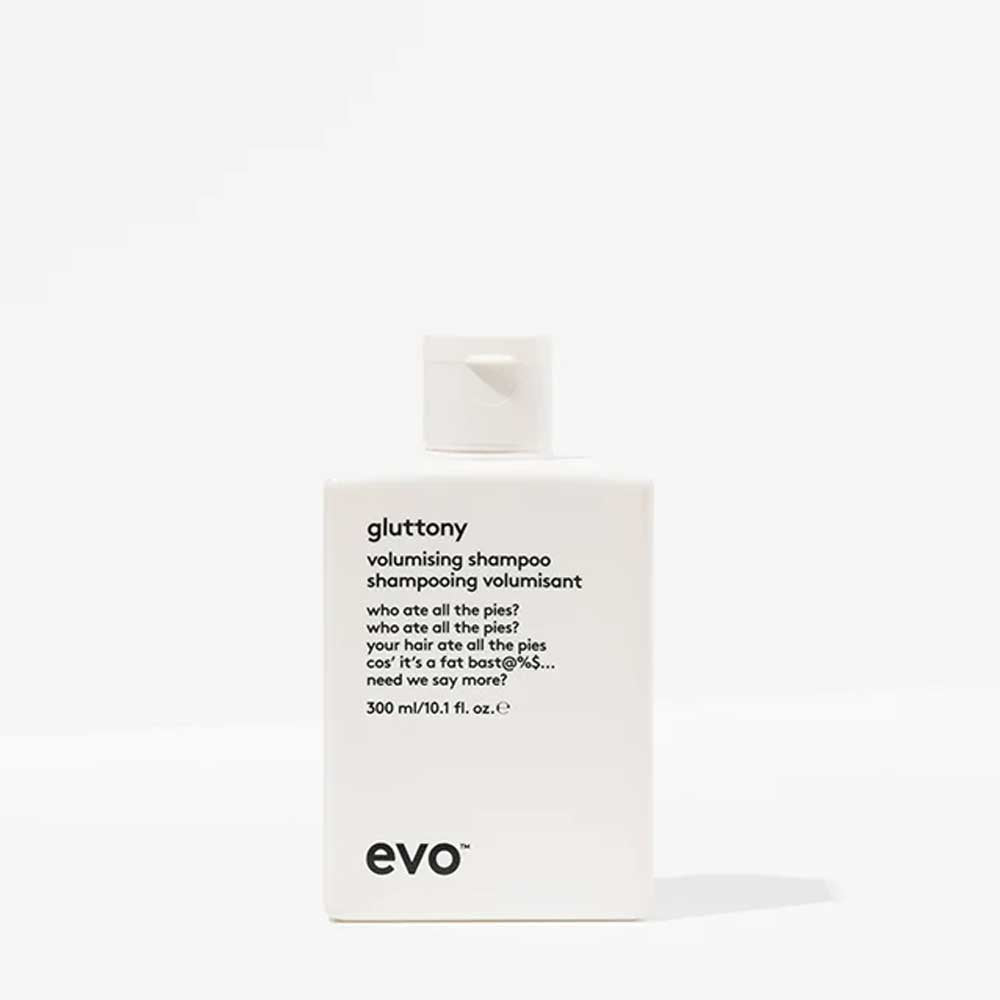 Boost fine, limp hair with the EVO Unchartered Territory Box Set. Includes Gluttony Shampoo, Bride of Gluttony Conditioner, and FREE Root Canal Volumising Spray. Perfect for colour-treated hair. Available at The DO Salon in St Kilda, Melbourne. Shop now! gluttony shampoo