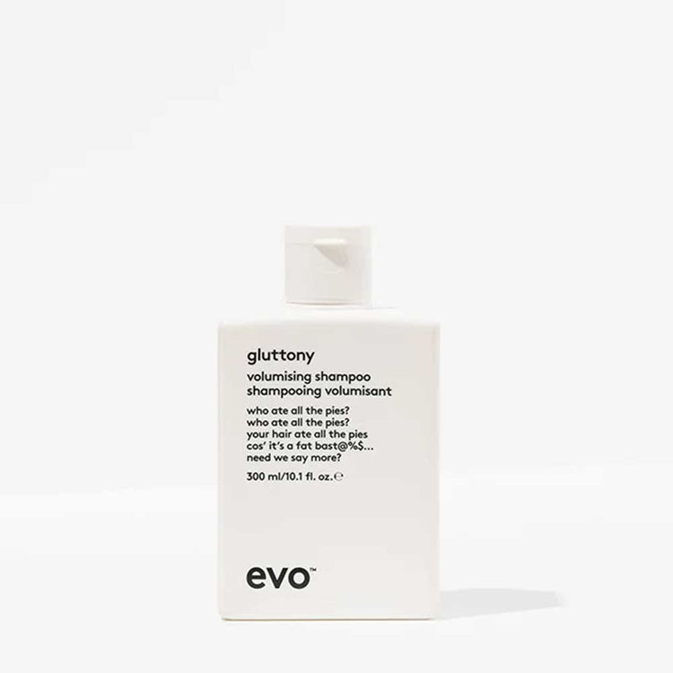 Boost fine, limp hair with the EVO Unchartered Territory Box Set. Includes Gluttony Shampoo, Bride of Gluttony Conditioner, and FREE Root Canal Volumising Spray. Perfect for colour-treated hair. Available at The DO Salon in St Kilda, Melbourne. Shop now! gluttony shampoo