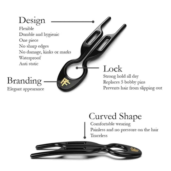 Elevate your hairstyling with Fiona Franchimon's Nº 1 HAIRPIN in Black. Unlock a new level of styling precision and hold. Suitable for all hair types. The DO Salon ships Australia-wide - Each box contains three hairpins! Upgrade your hairstyling now. How to use the hairpin