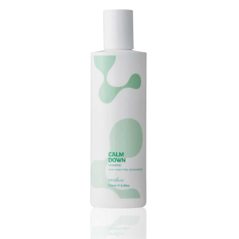 Shop INNOluxe Calm Down Shampoo 250ml at The DO Salon. Calm and cleanse your sensitive, flaky scalp. Perfect for dry, itchy scalps, with soothing menthol and nourishing biotin. Buy now!