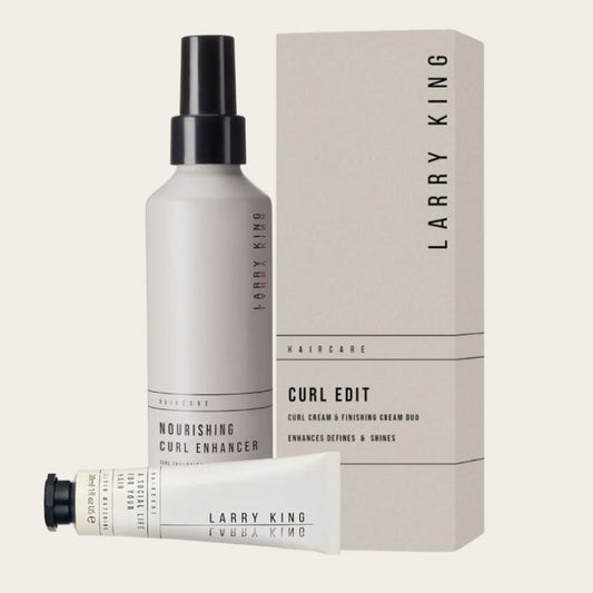 Discover the ultimate duo for stunning curls with The Curl Edit from Larry King. Nourish and define your curls. Includes Nourishing Curl Enhancer and A Social Life for Your Hair.  Buy from The DO Salon, voted the best Melbourne hairdresser in St Kilda, and unlock the secret to gorgeous curls today!  Products