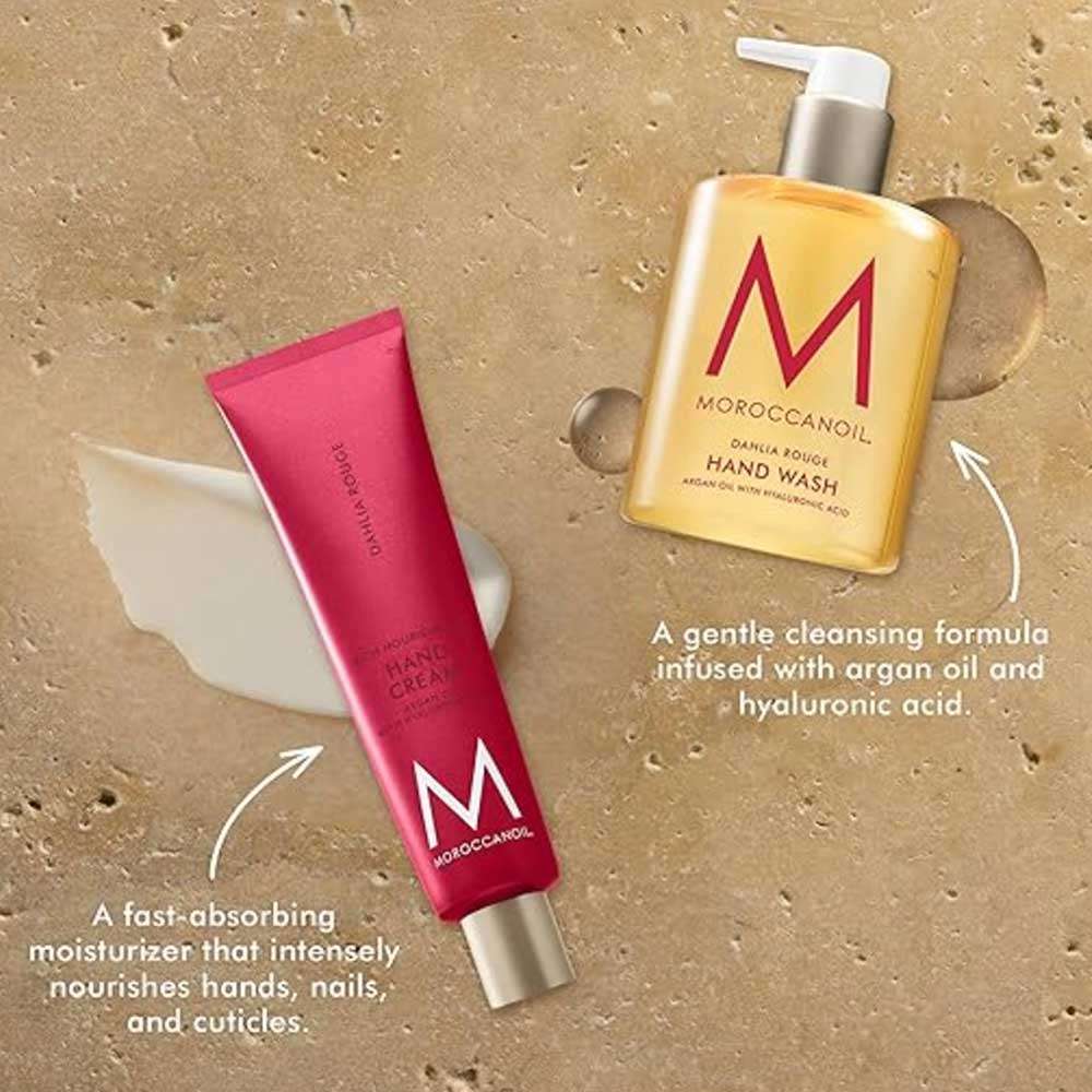 Pamper your hands with Moroccanoil Body Dahlia Rouge Hand Wash & Hand Cream Gift Set. Cleanse and hydrate with argan oil and the warm floral Dahlia Rouge scent. Available at The DO Salon in St Kilda, Melbourne. Shop now! set2