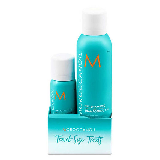 Refresh blonde hair with Moroccanoil Dry Shampoo Light Tones Travel Set. Includes full-size (205ml) & bonus travel-size (65ml) dry shampoo. Available at The DO Salon in St Kilda, Melbourne. Shop now!