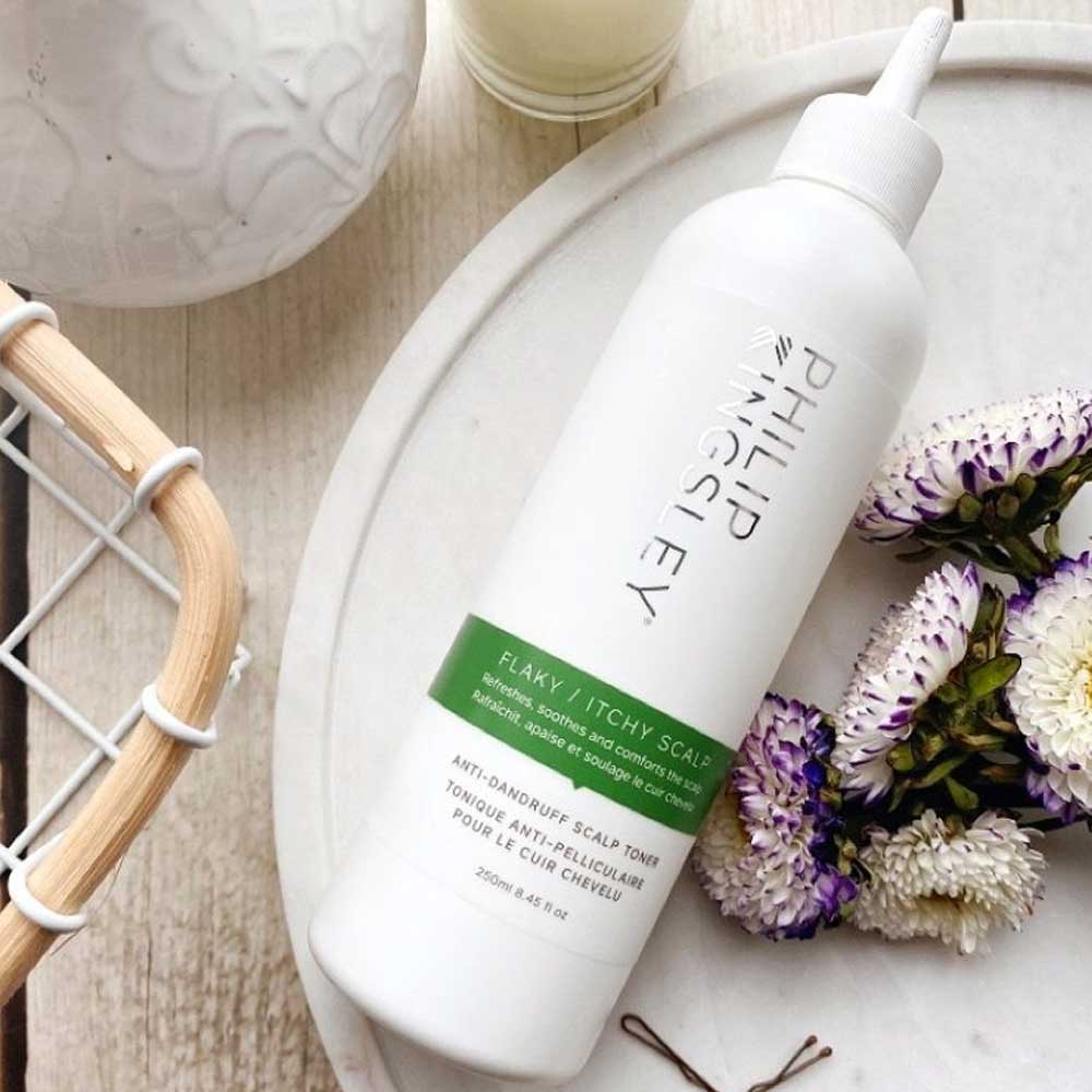 Soothe your scalp instantly with Philip Kingsley Flaky Itchy Scalp Toner 250ml. This leave-in formula reduces dandruff and itchiness and promotes scalp health. Available at The DO Salon - hairstylists who care about you and your hair's well-being. Melbourne, Australia Lifestyle Image