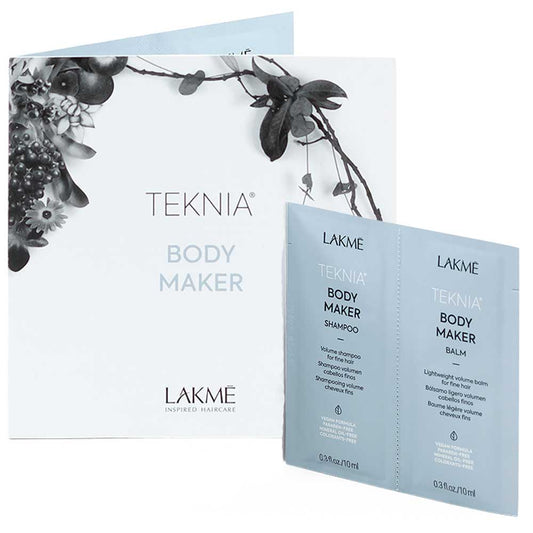 Teknia Body Maker sachet – volumising care for fine, limp hair. Strengthens and adds fullness in a convenient travel size from The DO Salon.