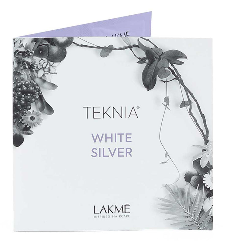 Teknia White Silver sachet – neutralises brassiness and brightens blonde or grey hair. Travel-size toning care available at The DO Salon, St Kilda.