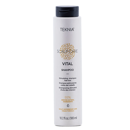 SCALP CARE VITAL SHAMPOO: A sulphate-free micellar shampoo that's gentle on the scalp and devitalised hair. Activate microcirculation and prevent hair loss with TEKNIA Scalp Care Vital Shampoo by Lakmé.  LAKMÉ TEKNIA - ORGANIC, VEGAN, ECO-FRIENDLY HAIRCARE. Purchase at The DO Salon St Kilda 123