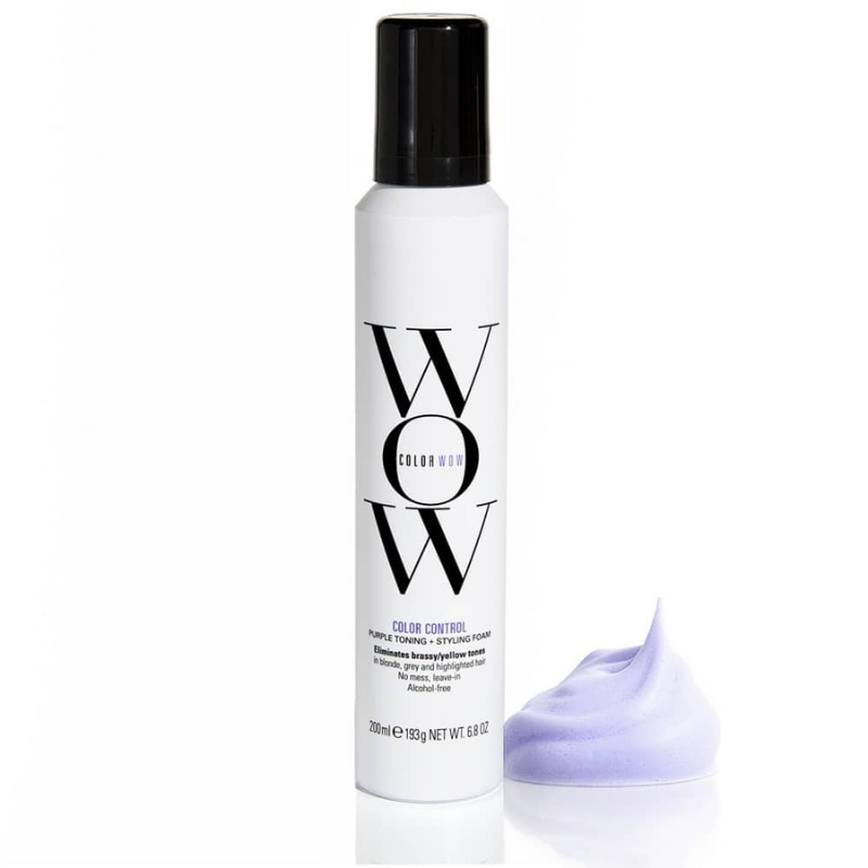 Experience softer, easier to style hair with Color Control Toning & Styling Foam for Blonde Hair by Color Wow. Lightly tinted, leave-in foam helps neutralise brassy, yellow tones in blonde, white, grey, and all fair shades. Alcohol-free. No parabens, no sulphates, cruelty-free, gluten-free, vegan. 