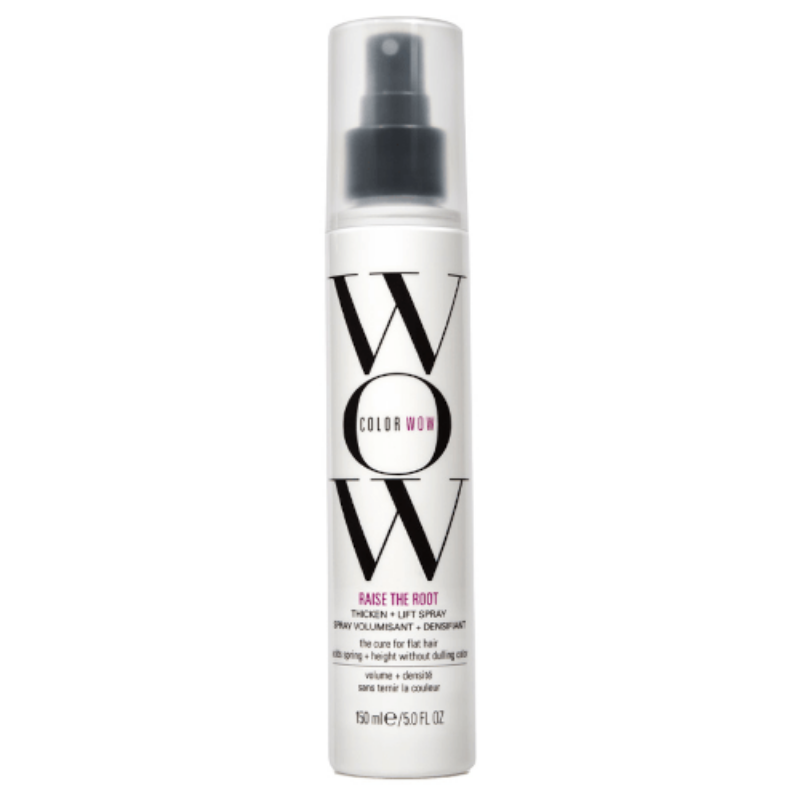 ColorWow Raise The Root Thicken and Lift Spray - The DO Salon. Offers volume, body & long-lasting flexible hold to all hair types, but especially to fine hair. This spray adds bulk to each individual strand of hair, holds all day, without feeling stiff. Cruelty free. Use on damp or dry hair. Safe on coloured hair. 123