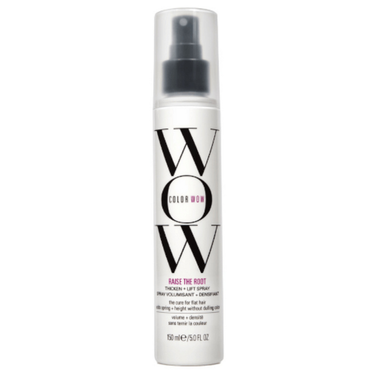 ColorWow Raise The Root Thicken and Lift Spray - The DO Salon. Offers volume, body & long-lasting flexible hold to all hair types, but especially to fine hair. This spray adds bulk to each individual strand of hair, holds all day, without feeling stiff. Cruelty free. Use on damp or dry hair. Safe on coloured hair. 123