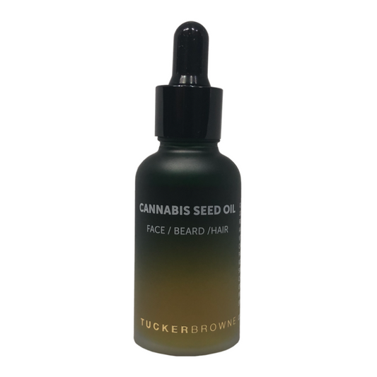 Tucker Browne Cannabis Seed Oil 100% natural oil made with certified organic oils, formulated for daily use on your face, beard and hair.   Provides the natural nourishment the skin requires to stay supple and hydrated & absorbs quickly leaving you with glowing, healthy skin.  The DO Salon Men's Hair Care