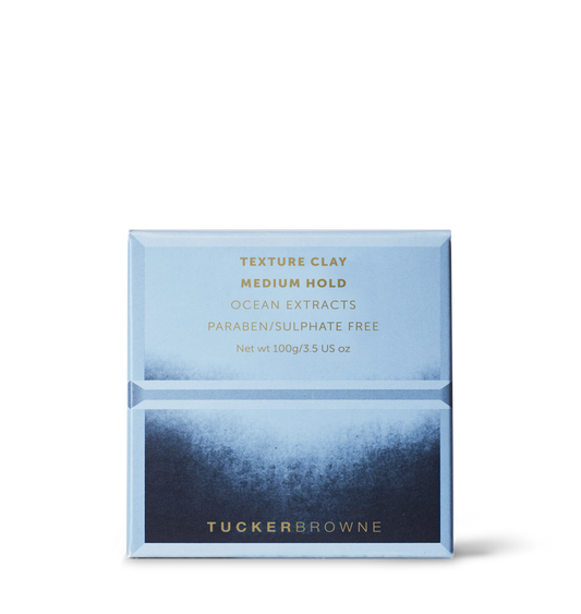 Tucker Browne Texture Clay Medium Hold is a non greasy and easy to emulsify matte clay with finely ground volcanic pumice for increased texture, suitable for all hair types wanting to increase texture without adding weight. (non water soluble). Buy online The DO Salon Melbourne